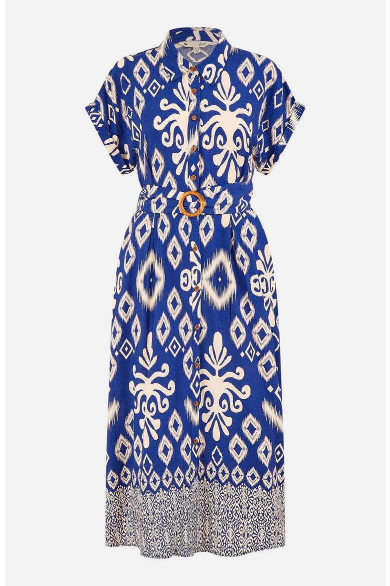 Geo Print Relaxed Midi Shirt Dress, Alternate, color, Blue