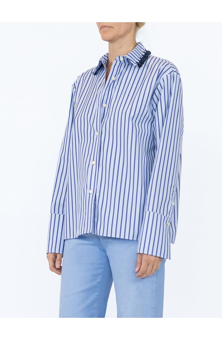 Callas Milano Billie Shirt with Tassell collar, Alternate, color, Blue/Navy Tassels