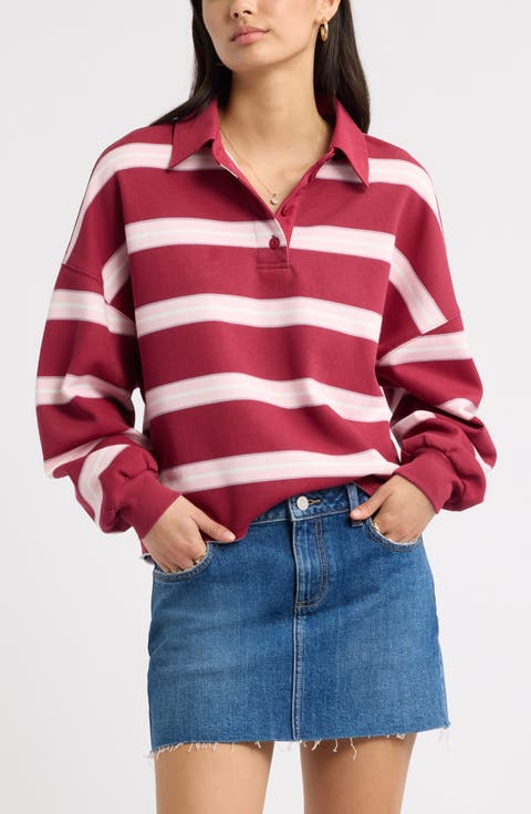 Stripe Cotton Blend Rugby Sweatshirt