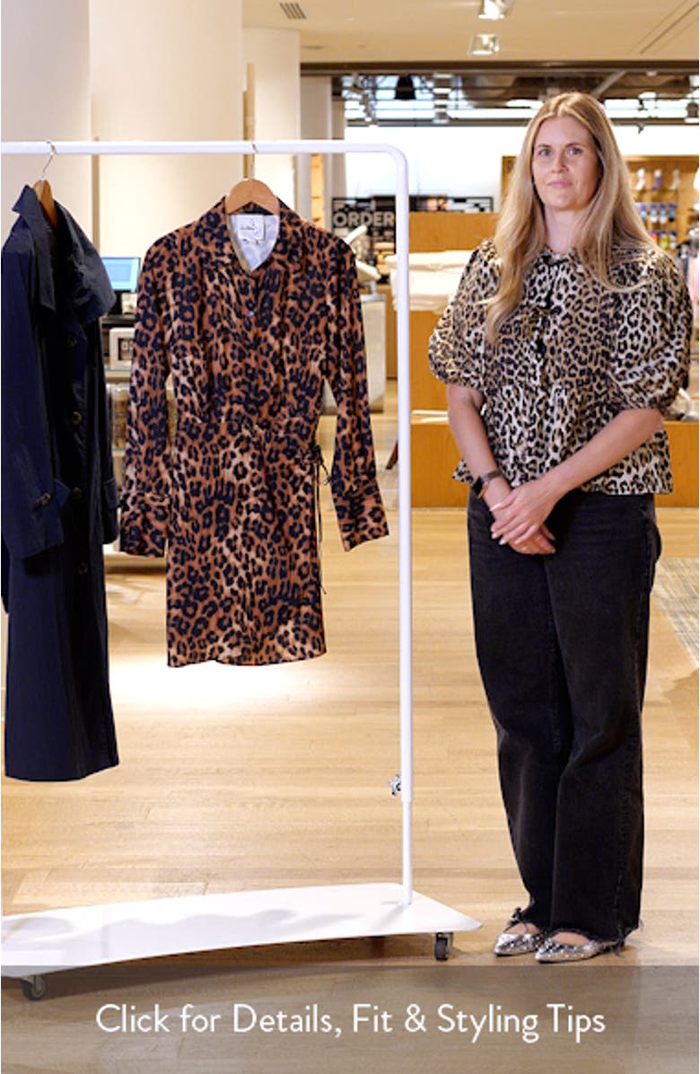 Leopard Print Long Sleeve Shirtdress, sales video thumbnail