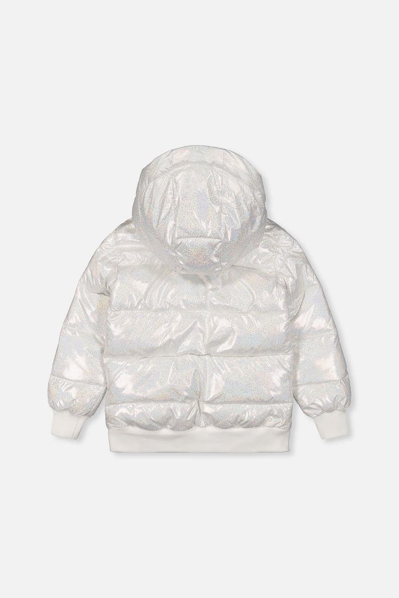 Glitter Faux-Fur Hood Insulated Puffy Jacket, Alternate, color, White Glitter