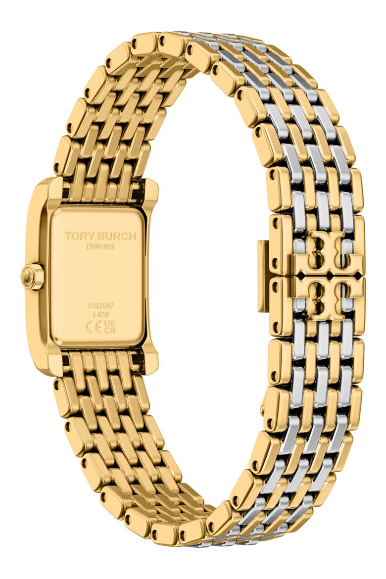 The Small Eleanor Mother-of-Pearl Tank Bracelet Watch, 19mm x 22mm, Alternate, color, TWO TONE