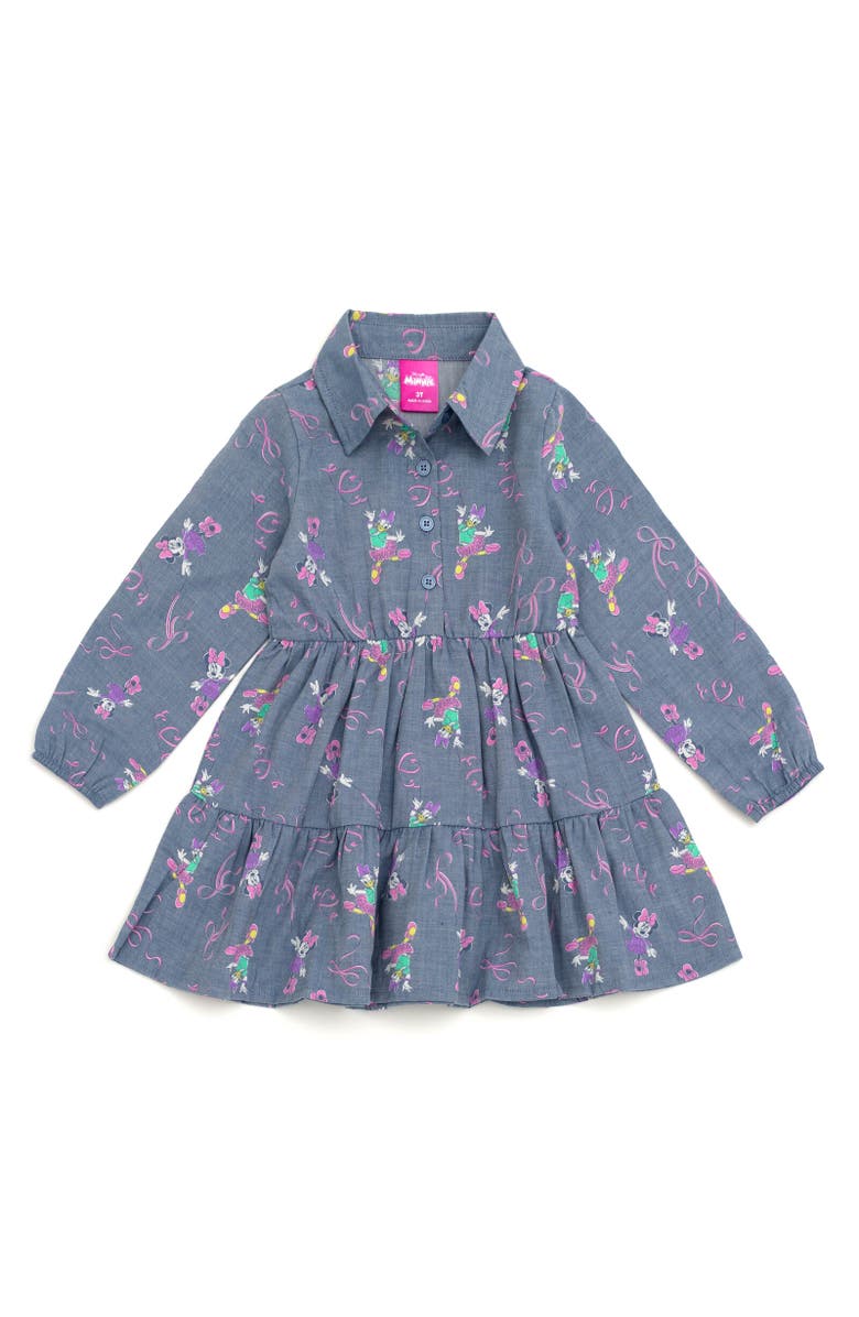 Disney Long Sleeve Chambray Dress, Main, color, Minnie Mouse Blue