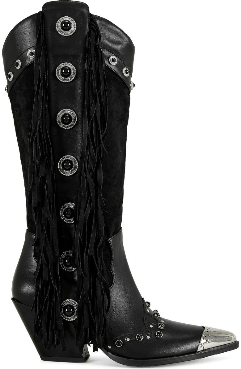 AZALEA WANG Pelagius Fringe Western Boot, Alternate, color, Black