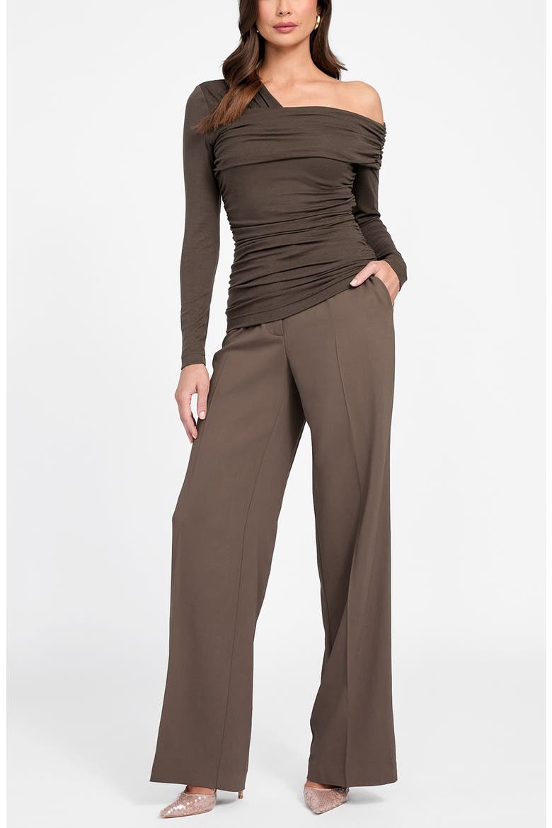 Astrid Shirred Asymmetric Top, Alternate, color, DARK