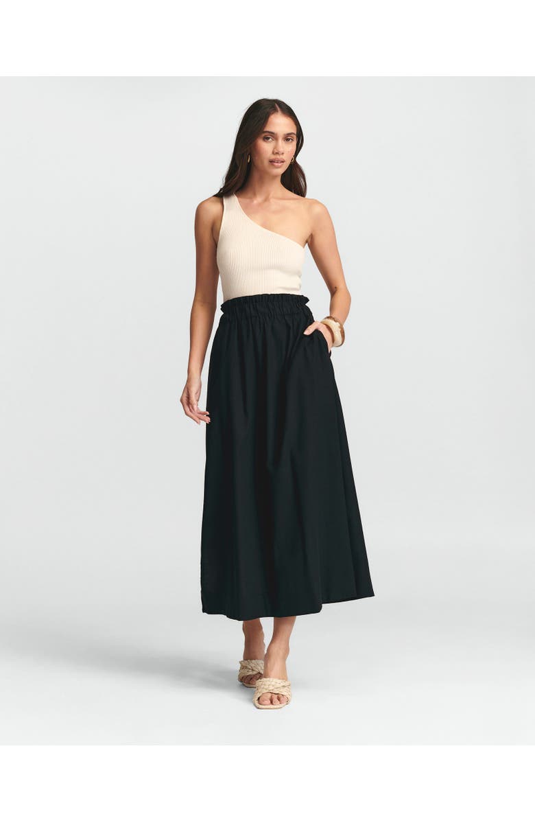 ST MRLO Meli Linen Skirt, Alternate, color, Washed Black