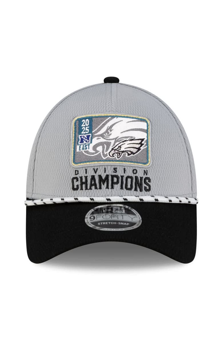 New Era Men's New Era Gray/Black Philadelphia Eagles 2025 NFC East Division Champions Locker Room Trophy Collection 9FORTY Adjustable Hat, Alternate, color, Gray