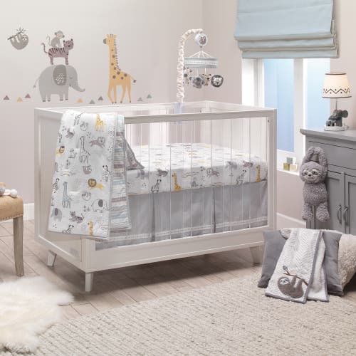 Lambs & Ivy Animal Jungle Soft 100% Cotton Jersey Baby Fitted Crib Sheet In Multi
