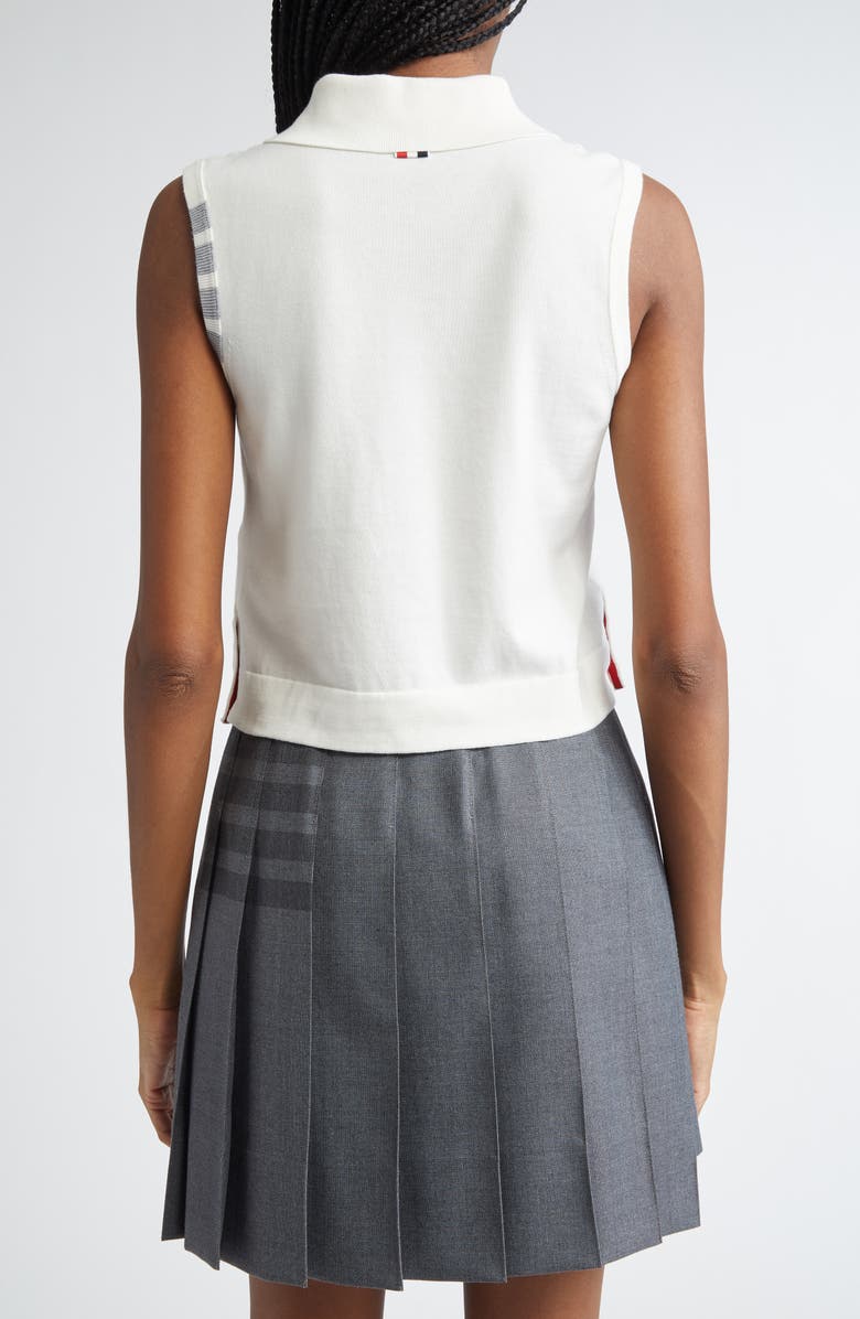 Thom Browne 4-Bar Crop Cotton Polo, Alternate, color, White