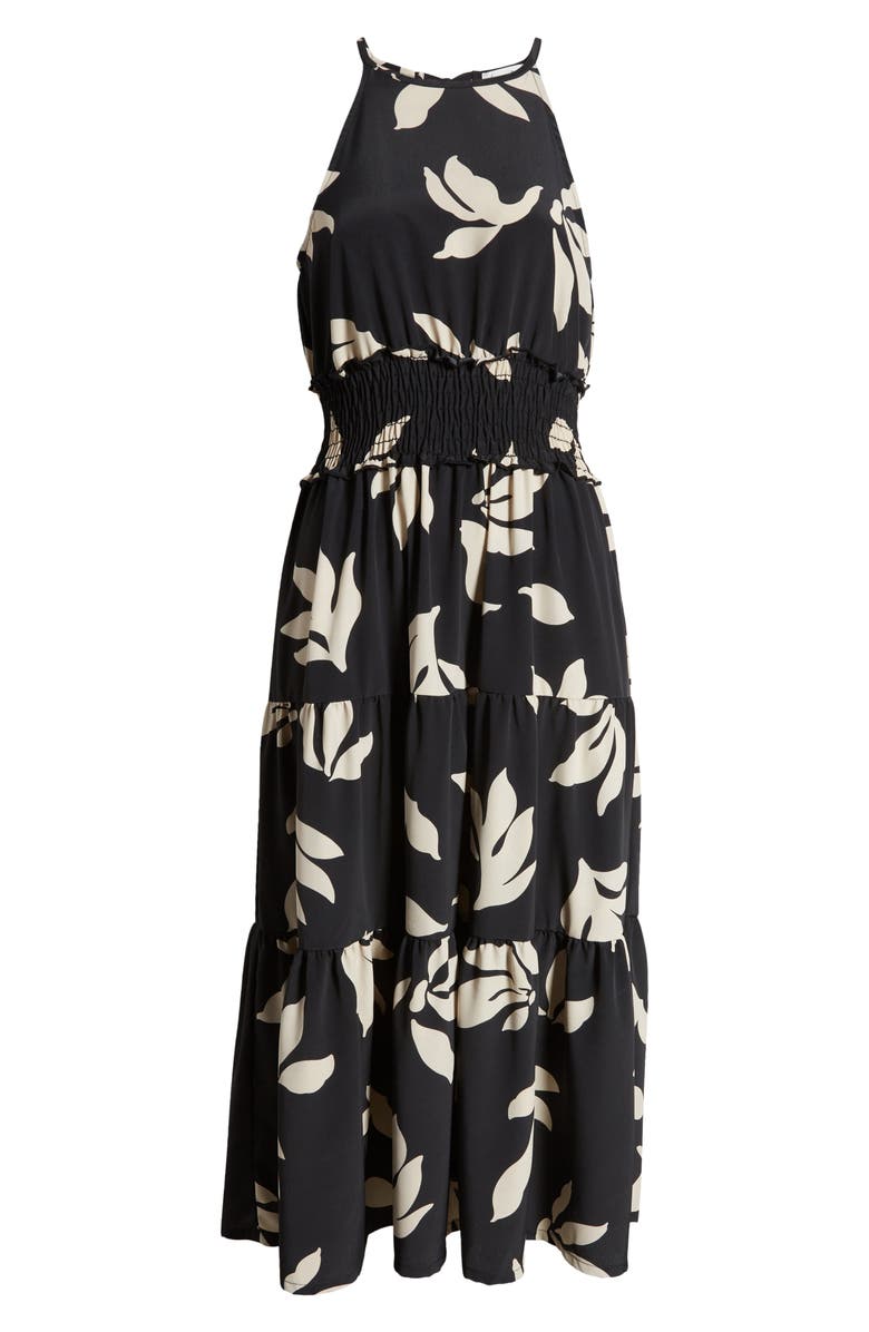 Loveappella Floral Print Sleeveless Maxi Dress, Alternate, color, Black/ Nat
