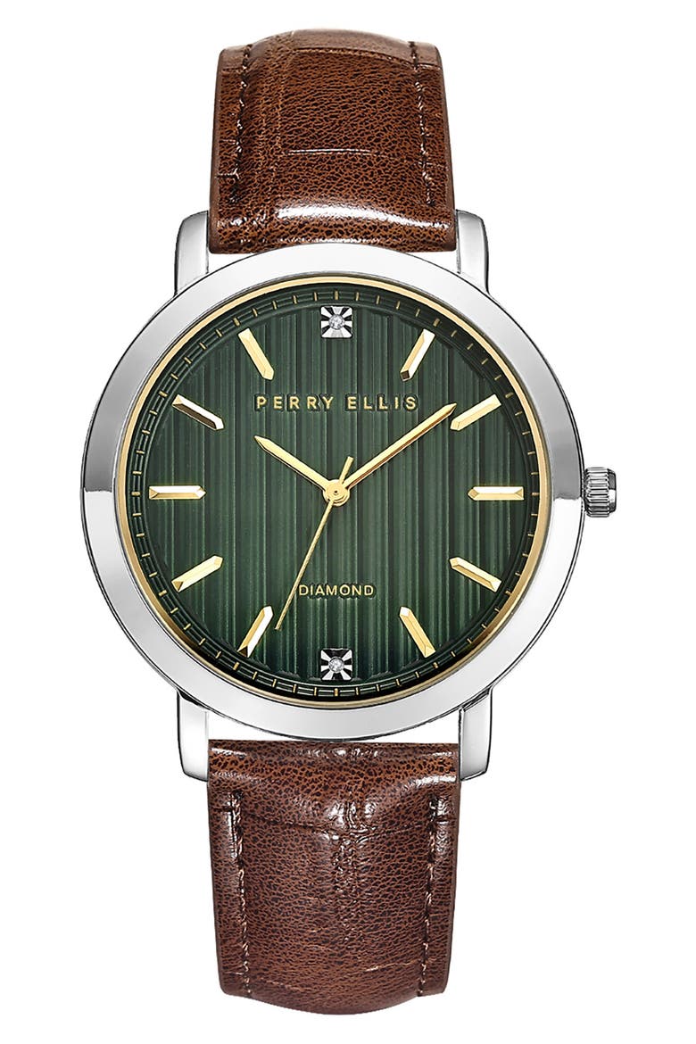 Ultrathin Diamond Leather Strap Watch, 42mm, Main, color, SILVER