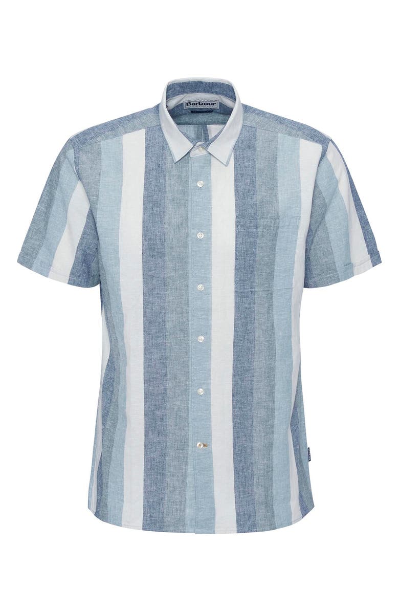 Barbour Portwell Stripe Summer Fit Short Sleeve Button-Up Shirt, Alternate, color, Navy