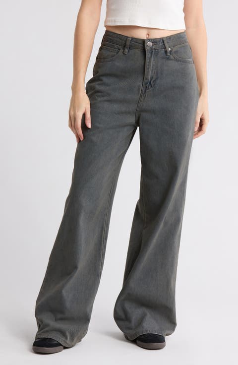 Overdye Stretch Wide Leg Jeans