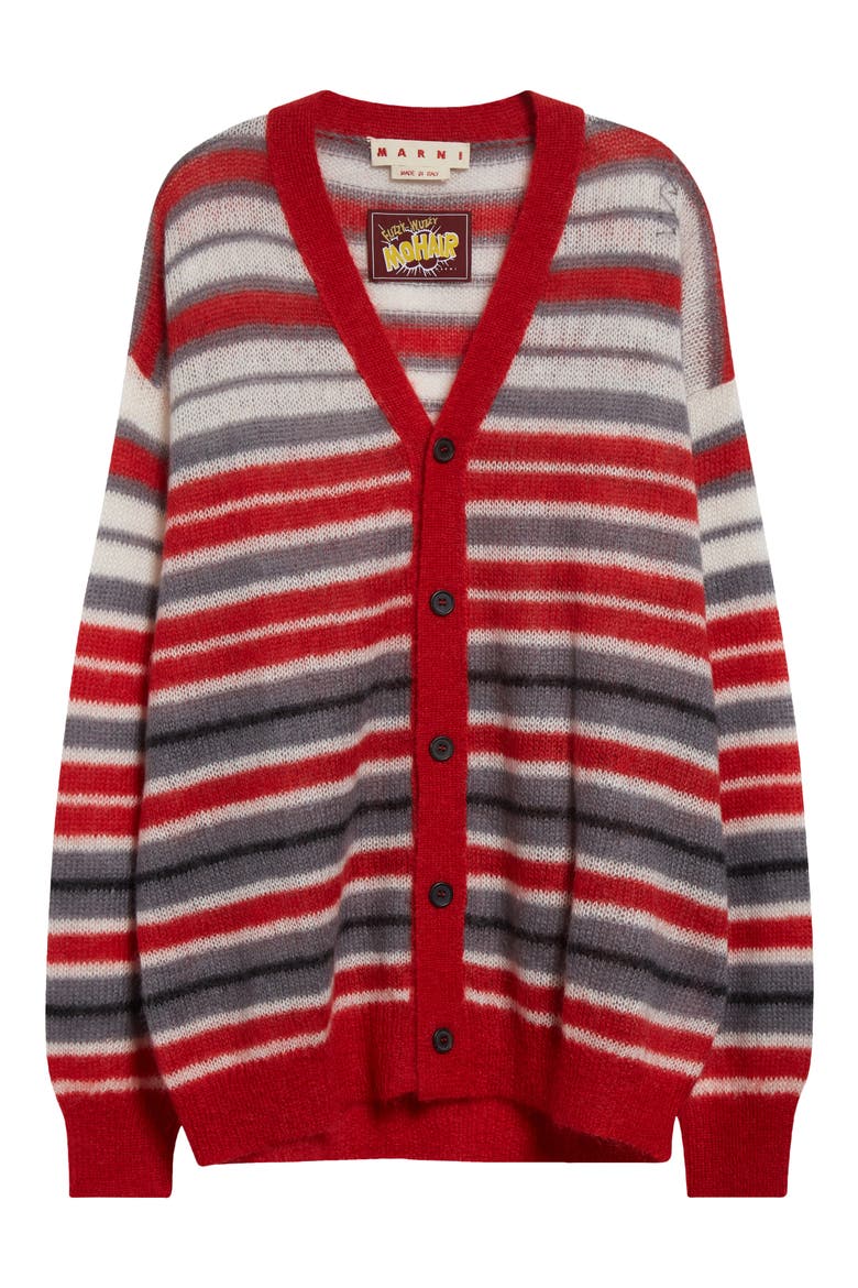 Stripe Mohair Blend Cardigan, Alternate, color, NEUTRAL GREY