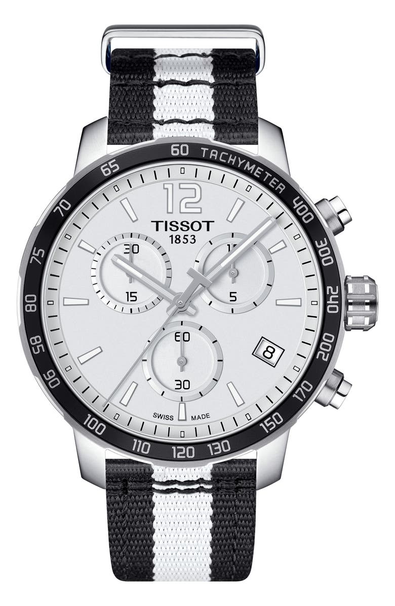 Tissot Quikster NBA Chronograph NATO Strap Watch, 42mm, Main, color, 