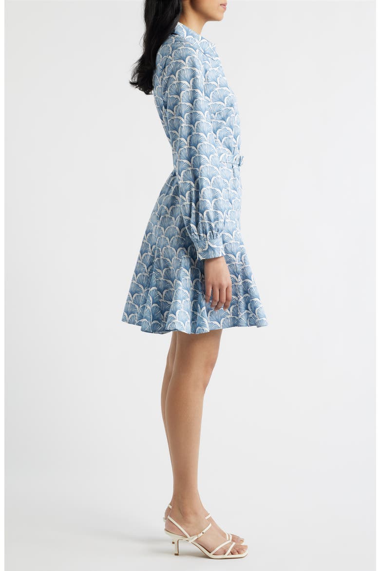 Fan Print Belted Button-Up Shirtdress, Alternate, color, IVORY MULTI