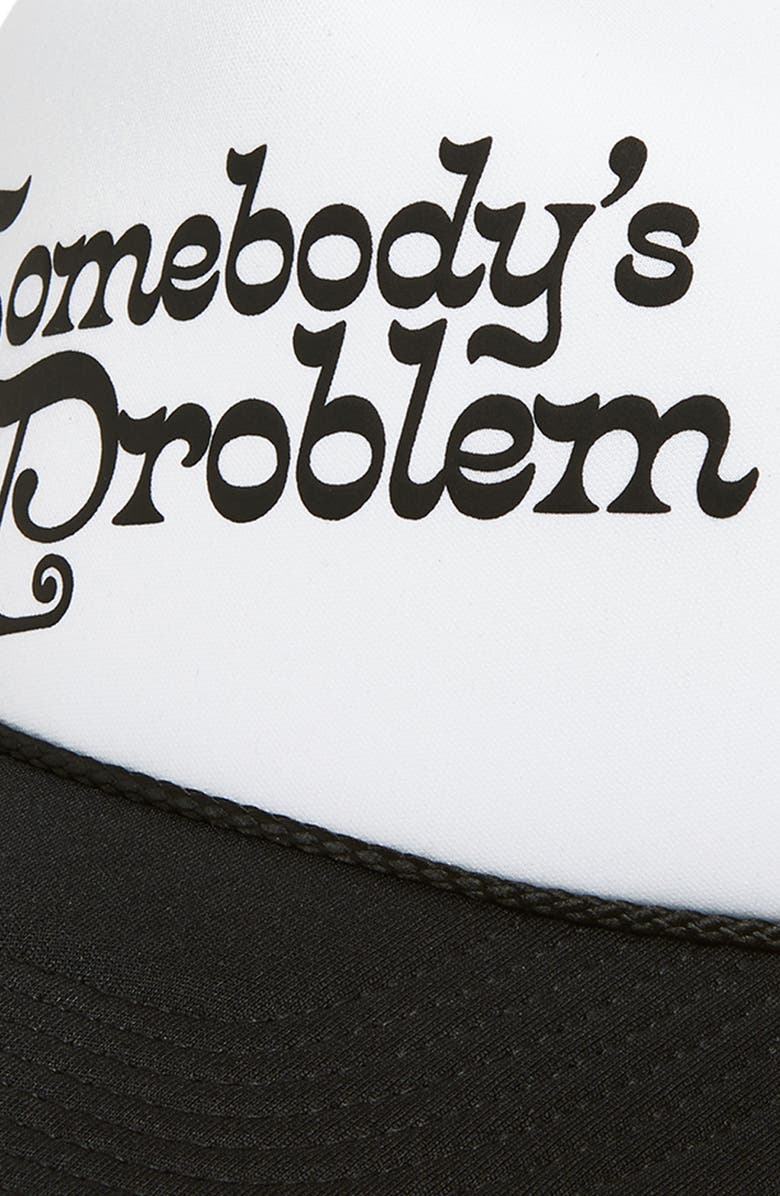 Local Beach Somebody's Problem Trucker Hat, Alternate, color, Black/ White