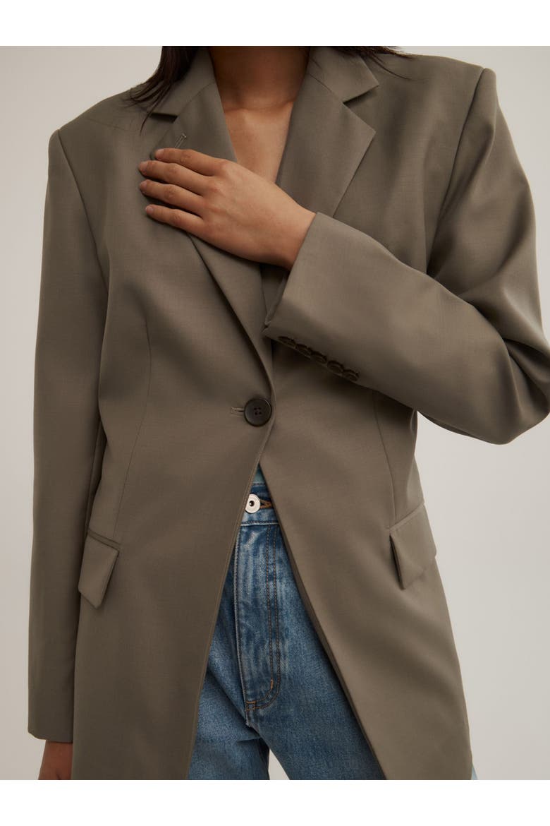 Tab Detail Longline Blazer, Alternate, color, Khaki