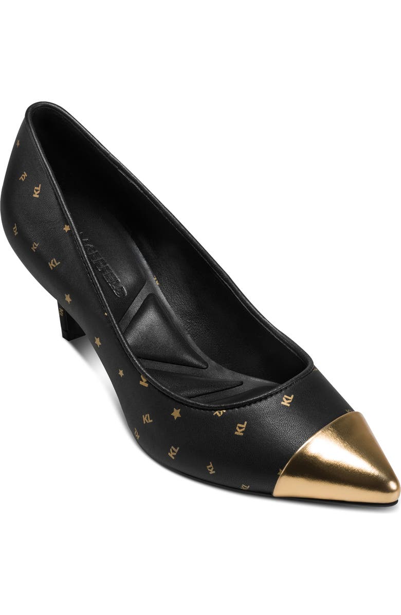 KARL LAGERFELD PARIS Riz Cap Toe Pump, Main, color, Black/ Gold