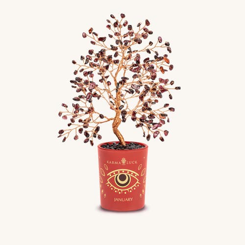 Karma and Luck Ambitious Spirit Garnet January Birthday Tree in Red  product