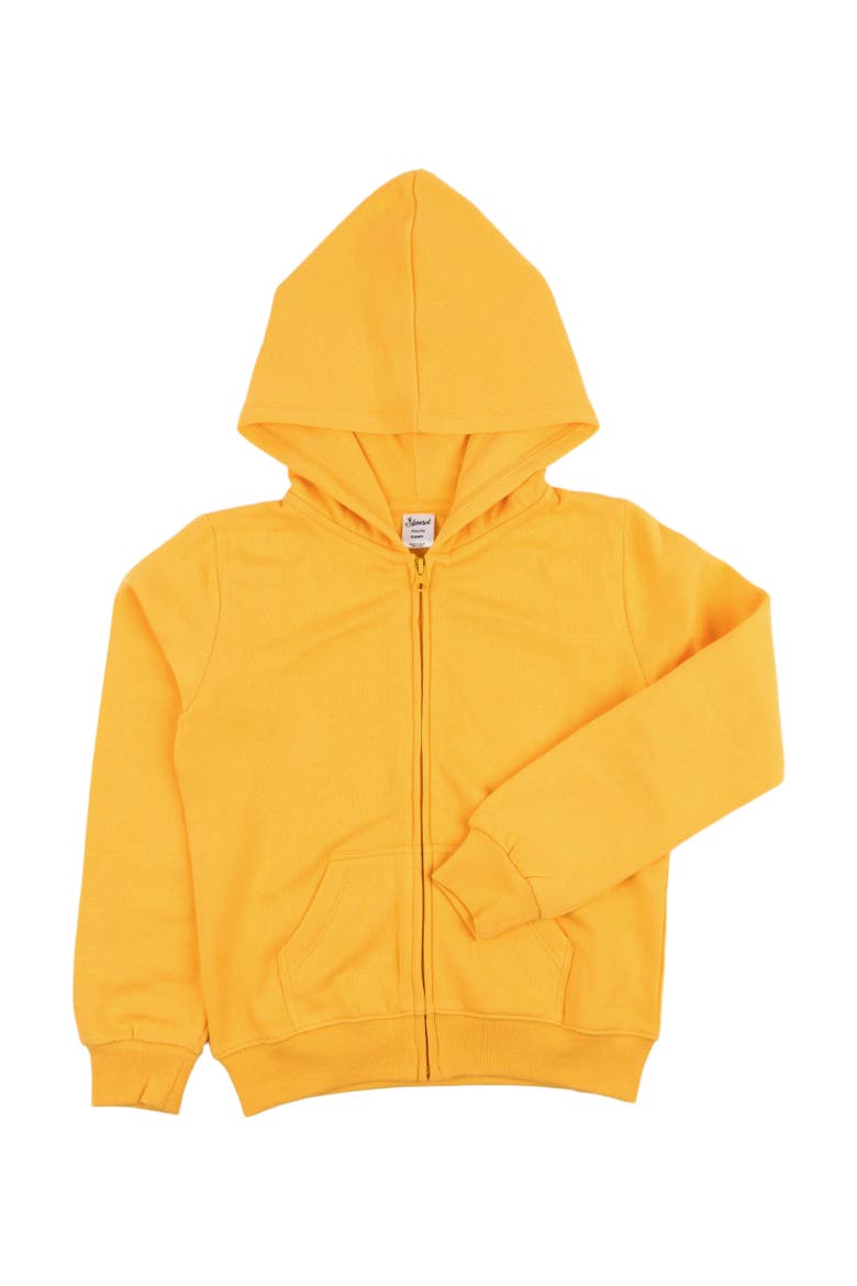 Kids Zip-Up Sweatshirt Hoodie, Cotton Blend, Solid Colors, Alternate, color, YELLOW