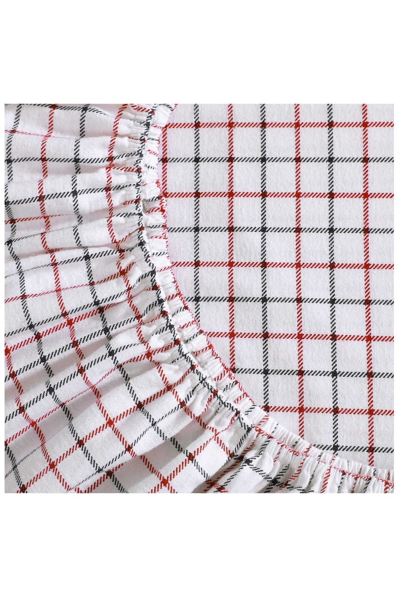Tompkins Windowpane Cotton Flannel Sheet Set, Alternate, color, WHITE/ MEDIUM RED/ NAVY BLUE
