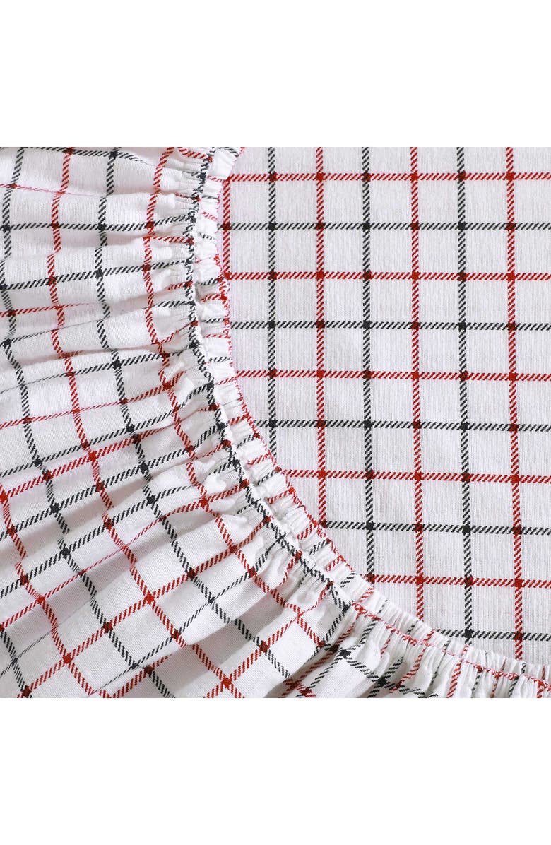 Tommy Hilfiger Tompkins Windowpane Cotton Flannel Sheet Set, Alternate, color, White/ Medium Red/ Navy Blue