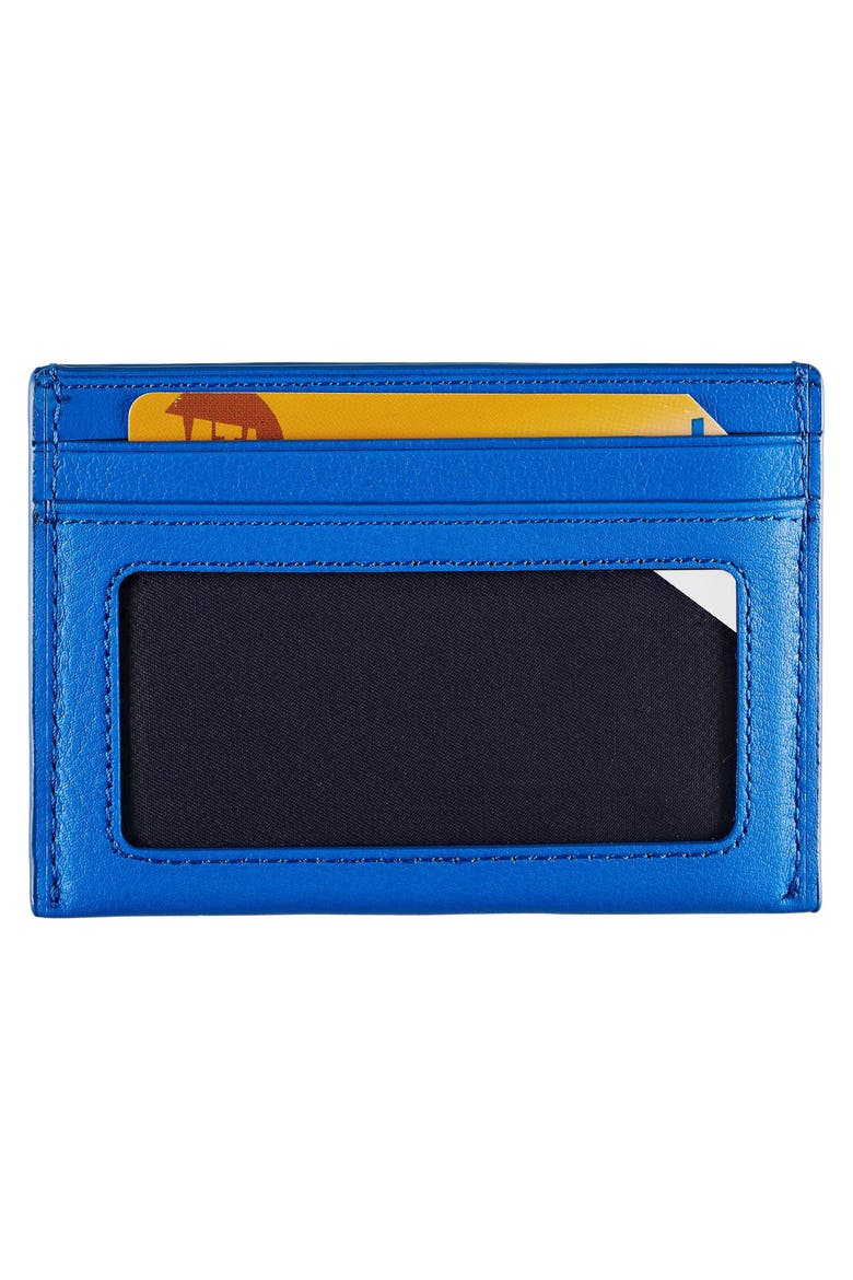 Leather Card Case, Alternate, color, ELECTRIC BLUE TEXTURED