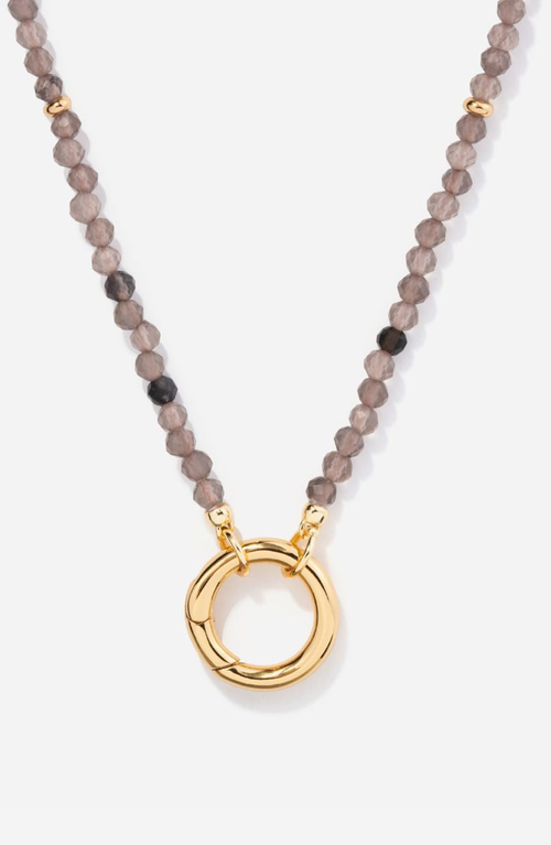 Little Sky Stone Smoky Quartz Energy Gemstone Necklace In Brown