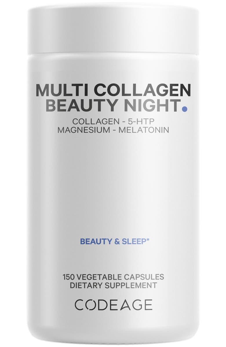 Codeage Multi Collagen + Magnesium & Melatonin Beauty Night Supplement, Main, color, White