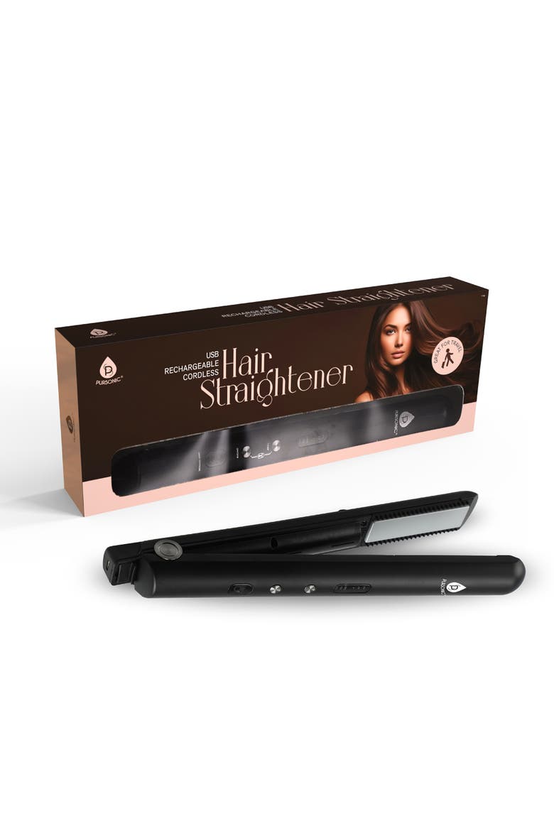 USB Rechargeable Cordless Hair Straightener, Alternate, color, Black