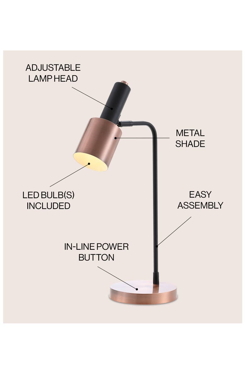 Brady 22" Metal LED Task Table Lamp, Copper/Black, Alternate, color, Copper/Black