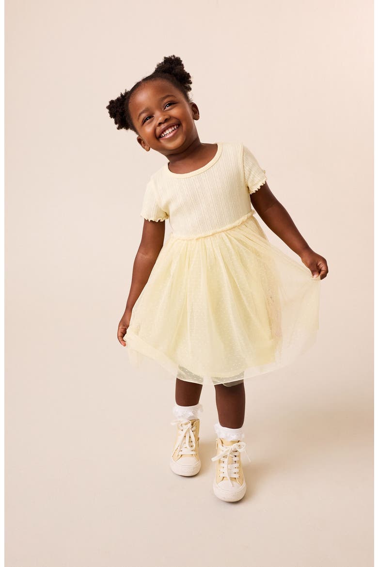 Kids' Tulle Skirt Appliqué Dress, Alternate, color, YELLOW