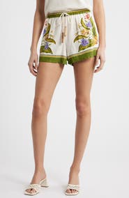 FARM Rio Tropical Scarf Sand Linen Blend Shorts