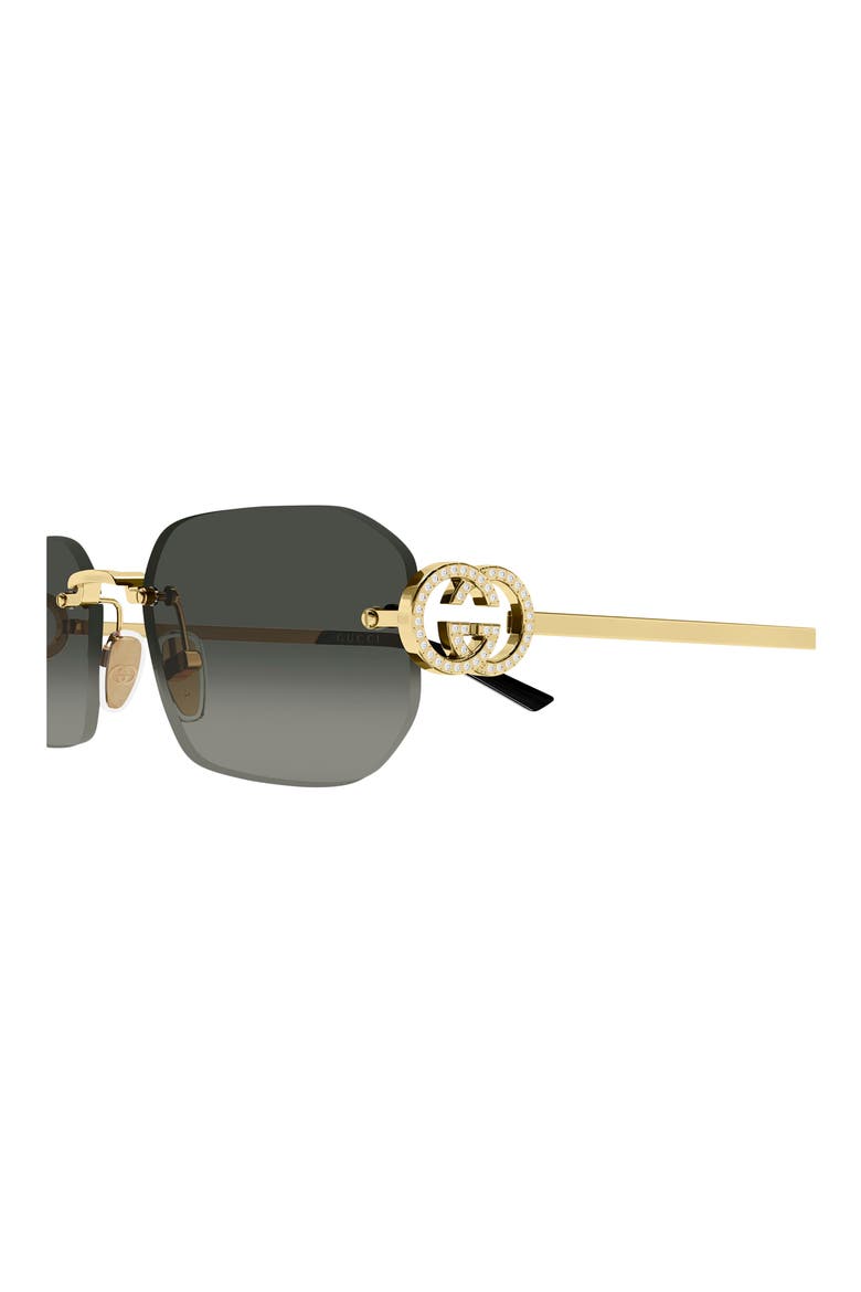 GG2228S 57mm Polarized Gradient Rectangle Sunglasses, Alternate, color, GOLD
