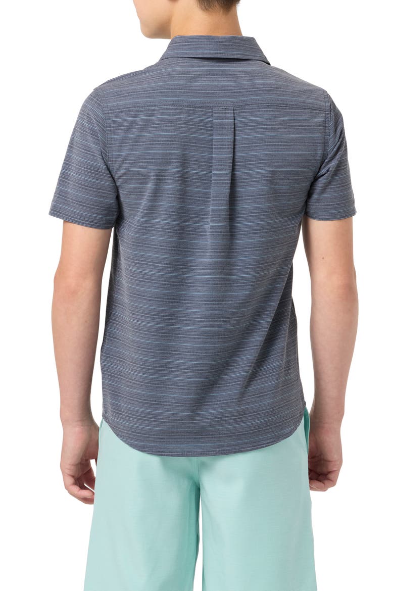 Kids' TRVLR Traverse Stripe Short Sleeve Button-Up Shirt, Alternate, color, GRAPHITE