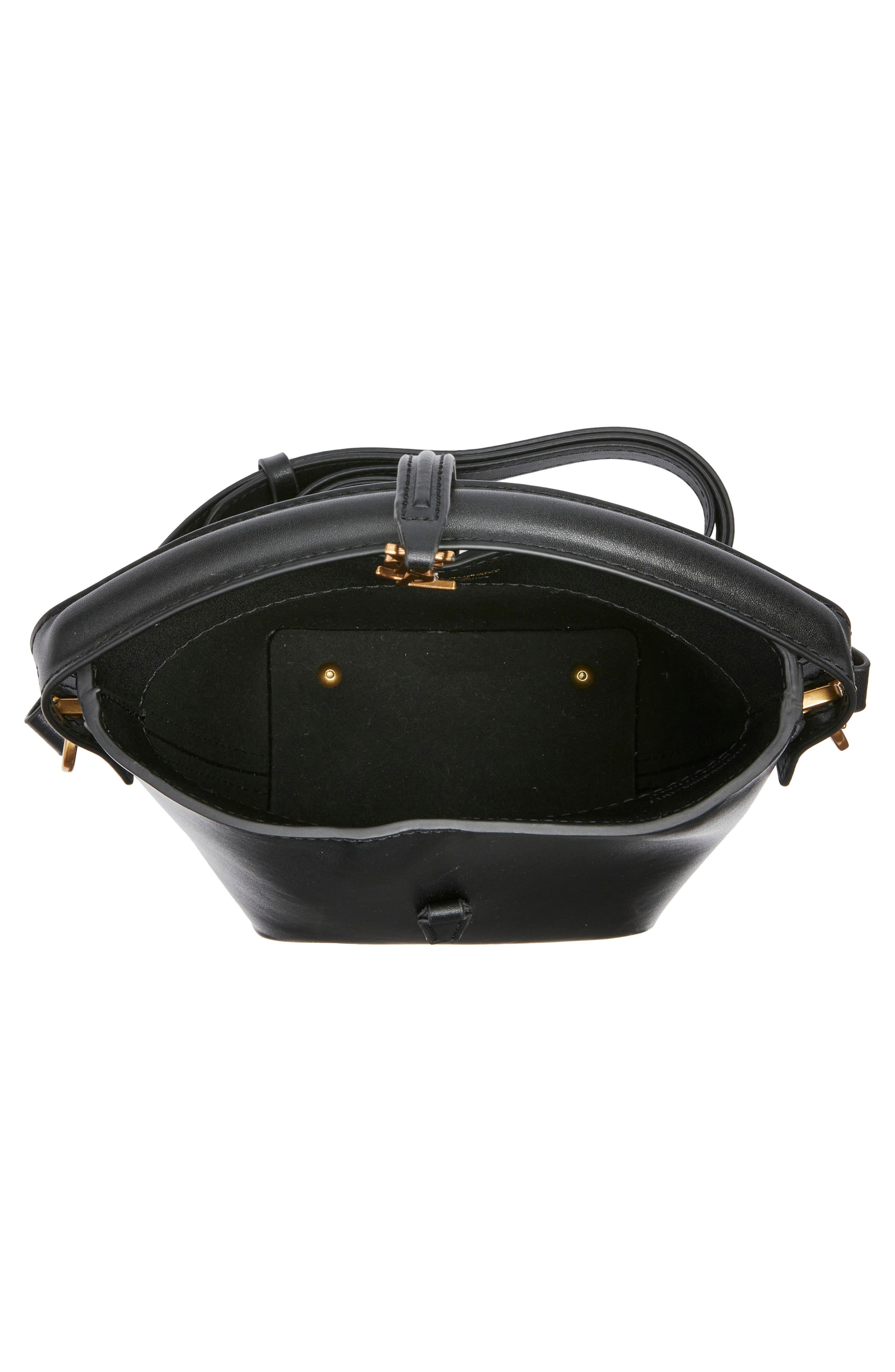 Saint Laurent Micro Le 37 Leather Bucket Bag, Alternate, color, Noir