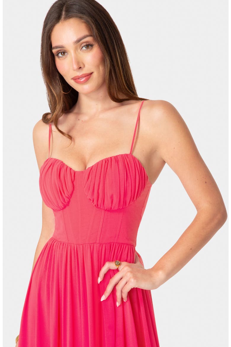 Soft Ruffle Corset Maxi Dress, Alternate, color, FUCHSIA