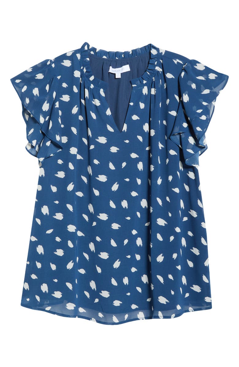 SUGARLIPS Elodie Abstract Print Top, Alternate, color, Navy-Cream