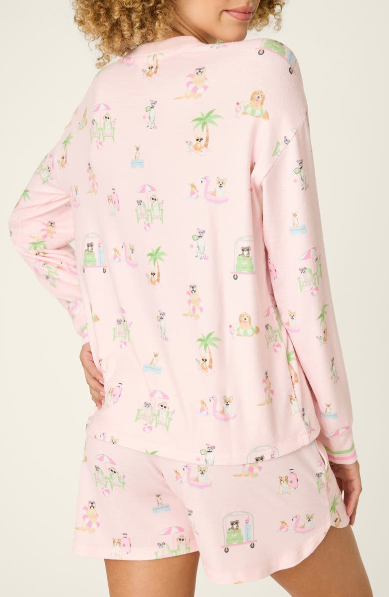 PJ Salvage Pupcation Palms Long Sleeve Pajama Top, Alternate, color, Light Pink