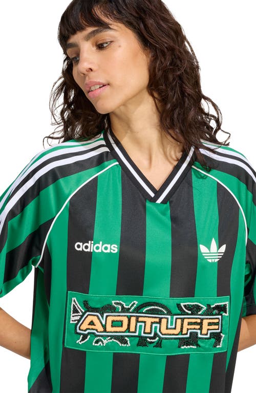 Adidas Originals Stripe Beaded Jersey In Green
