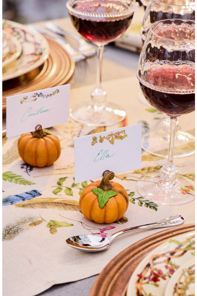 Forest Walk Pumpkin Set of 4 Place Card Holders, Alternate, color, ORANGE