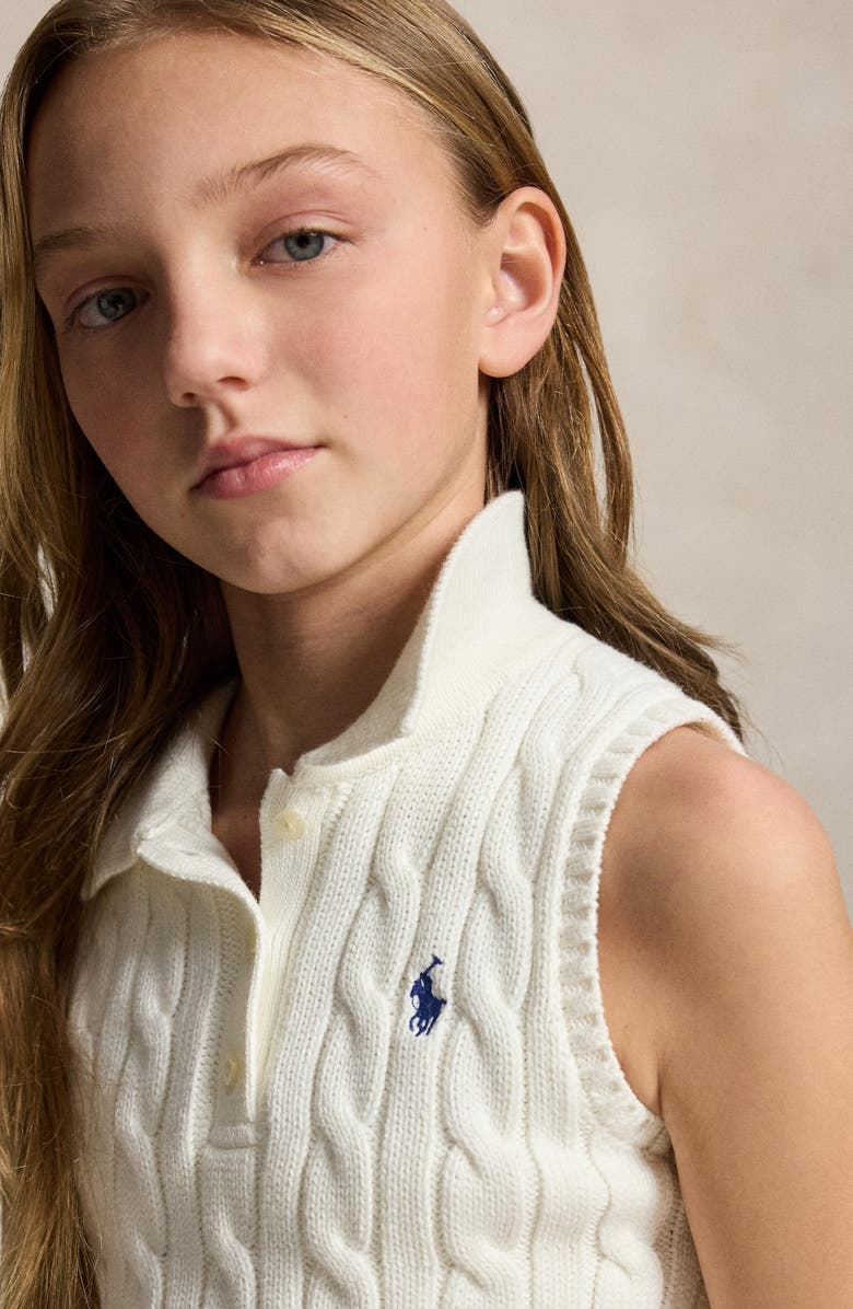 Polo Ralph Lauren Kids' Cable Vest & Skirt Set, Alternate, color, Deckwash White