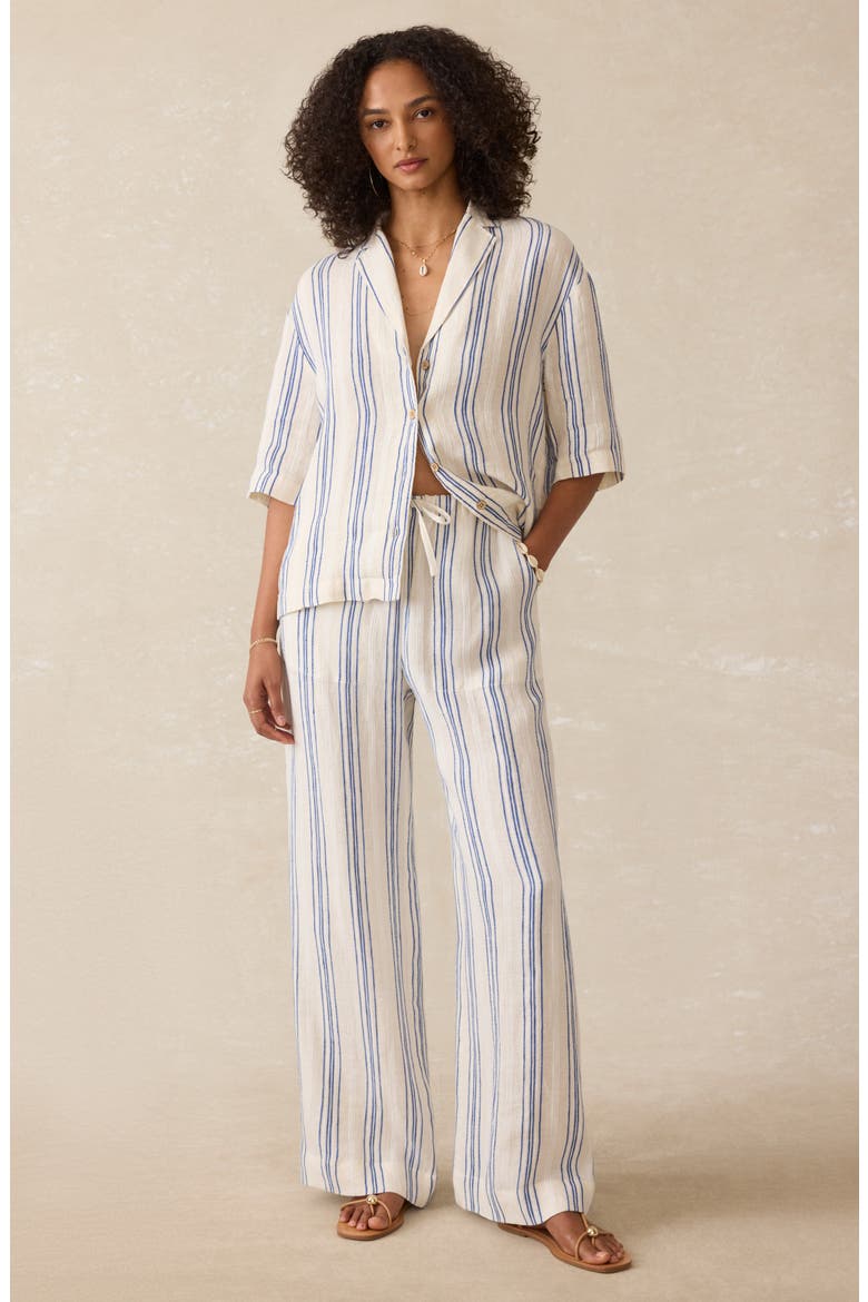Palma Linen Stripe Drawstring Pants, Alternate, color, SAIL STRIPE