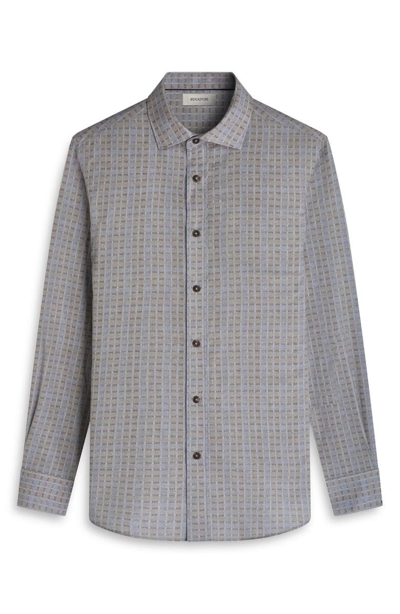 Bugatchi Axel Trim Fit Geo Print Cotton Button-Up Shirt, Alternate, color, Taupe