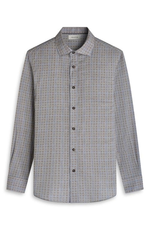 Bugatchi Axel Trim Fit Geo Print Cotton Button-up Shirt In Gray