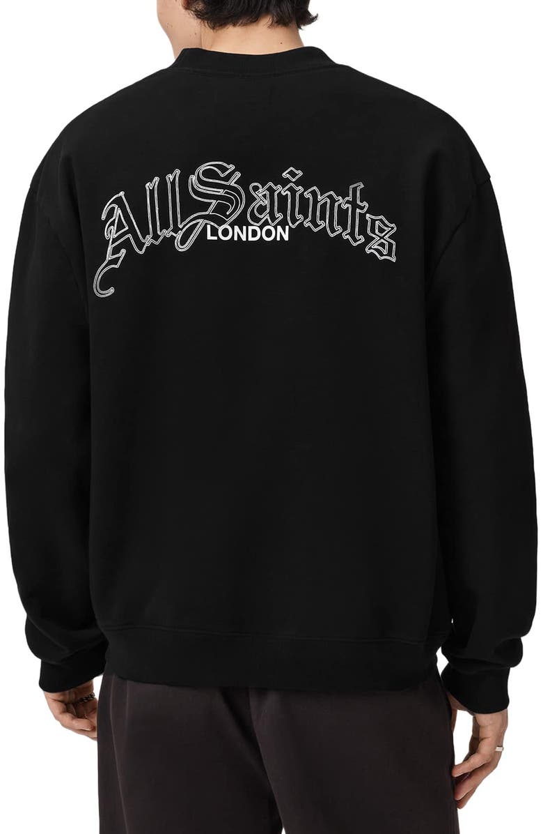 AllSaints Descent Oversize Embroidered Crewneck Sweatshirt, Alternate, color, Washed Black