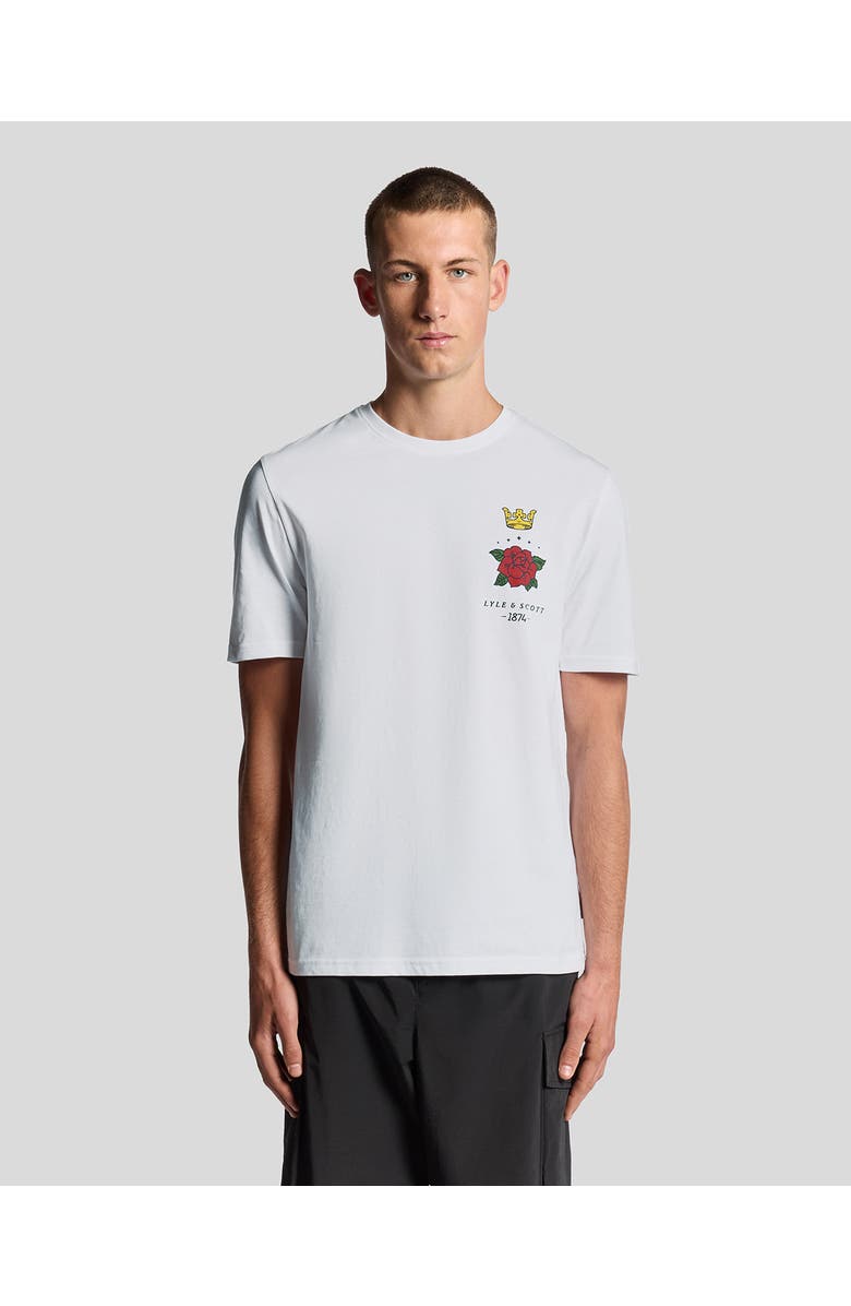 Lyle & Scott Rose And Crown Graphic T-shirt, Main, color, White