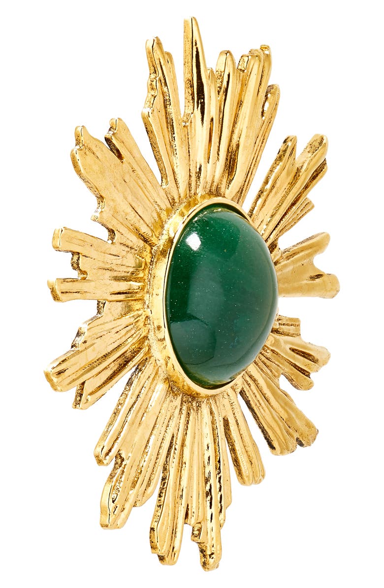 Saint Laurent Sunburst Jade Clip-On Earrings, Alternate, color, 