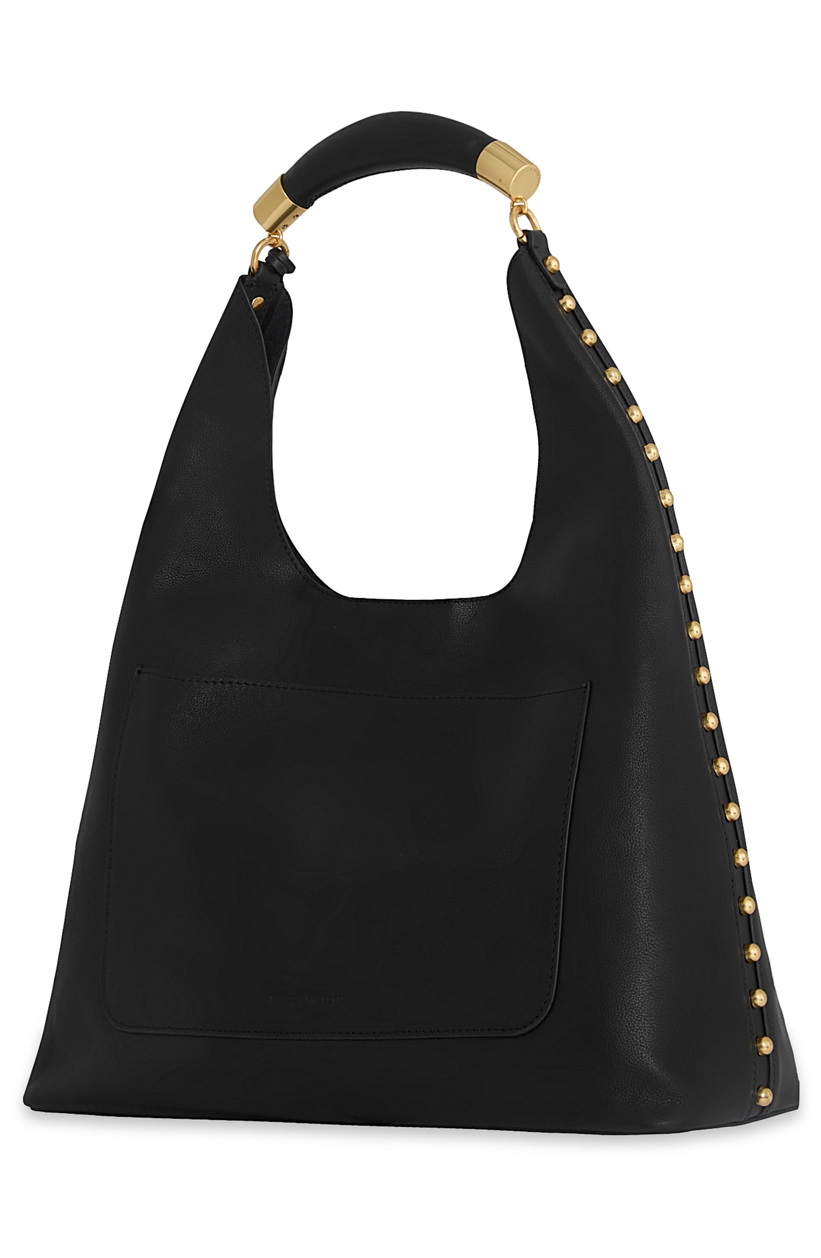 Nolita Leather Hobo, Alternate, color, BLACK